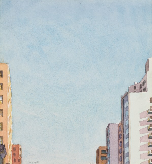 3rd Ave Sky Square, 1974. Watercolor on paper, 9 3/4 x 9 inches