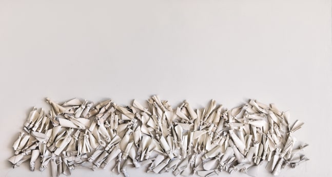 George Dunbar
Rag Collage, 1984
Cloth and acrylic on canvas
50h x 108w in