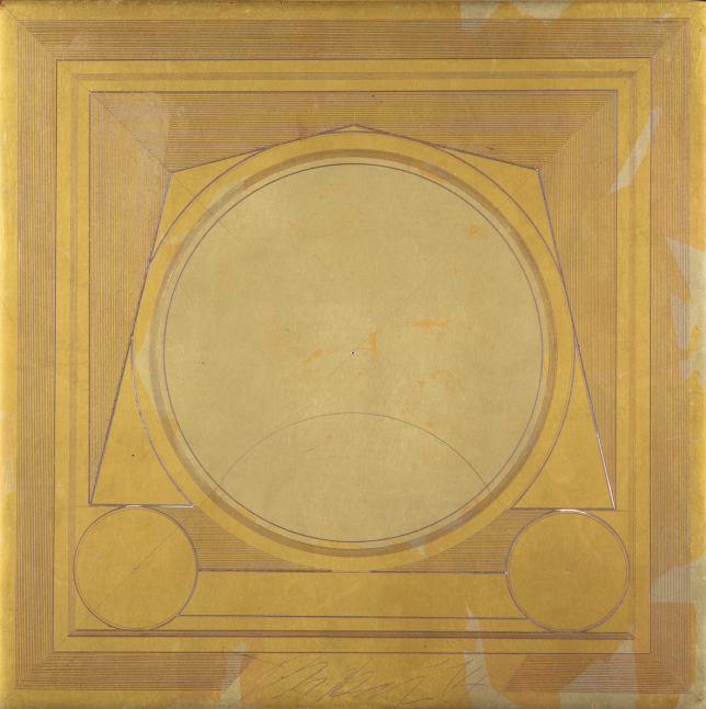 George Dunbar
Gold Circles, 1974
gold leaf over clay|
12h x 12w in