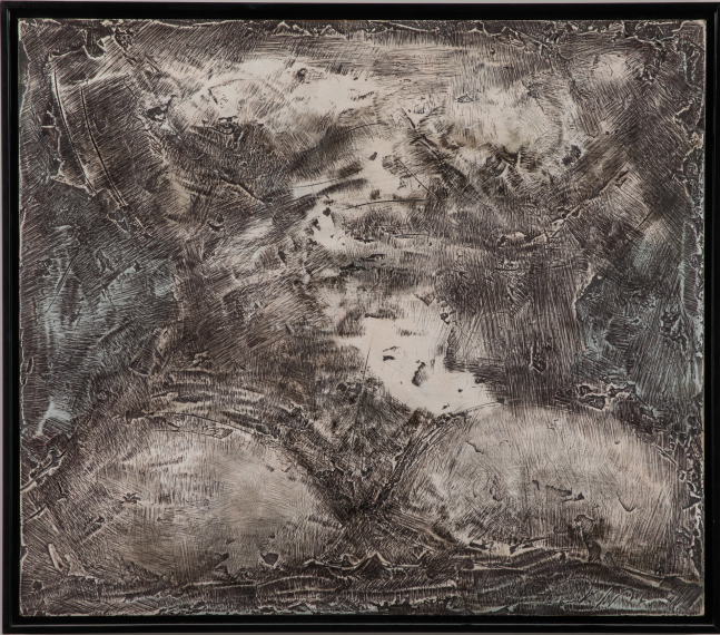 George Dunbar
Model X, 2008
die keen, clay, acrylic and cloth on panel
29.50h x 33.50w in