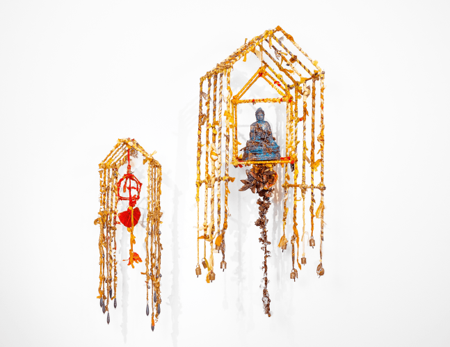 Raine Bedsole
Small Temple and ORACLE, 2022
steel, fabric, bronze
34 x 9 x 6.5 inches&amp;nbsp;
52h x 18w x 12d in