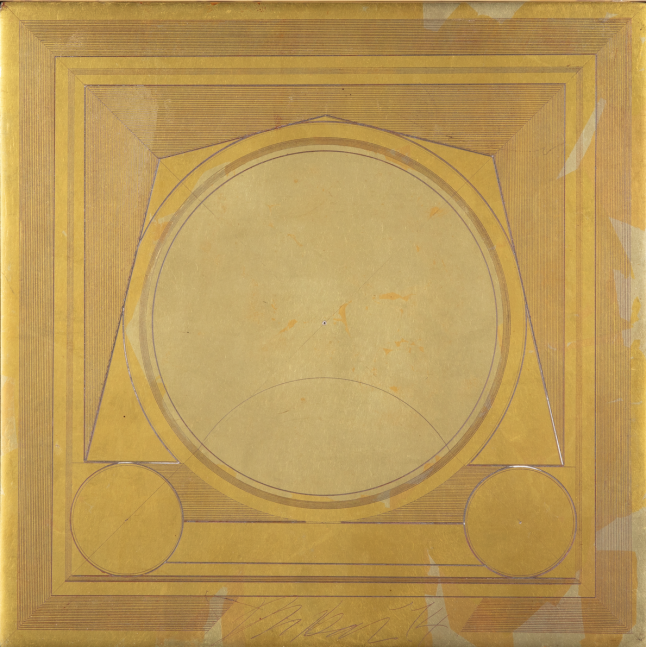 George Dunbar
Gold Circles, 1974
gold leaf over clay
SOLD

&amp;nbsp;