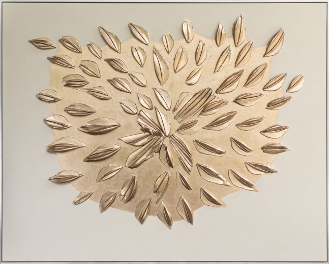 George Dunbar
Rouville CXIV, 2021
Moon gold with white and taupe clay
49h x 61w in