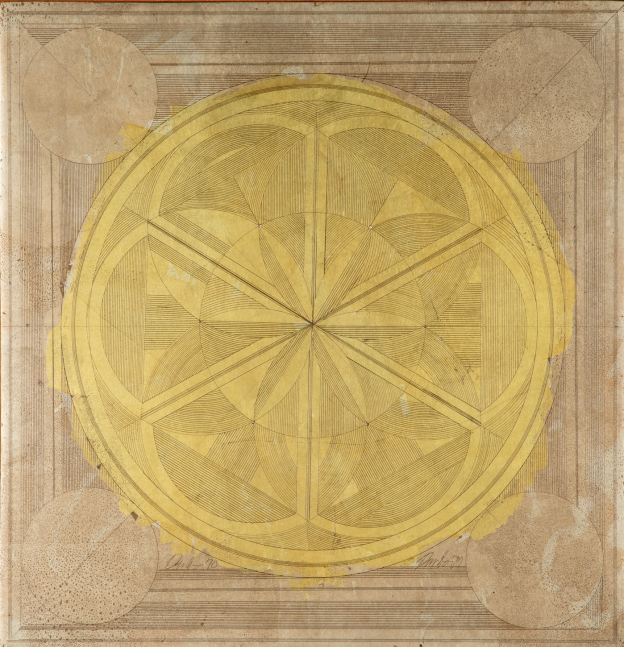 George Dunbar
Untitled, 1970
Silver and gold leaf over clay on board
15.50h x 16w in
SOLD
