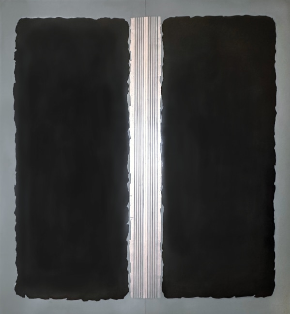 George Dunbar
Neshoba, Surge Series, 2023
Palladium leaf over black and pale blue-green clay with incised lines
88h x 81w in
SOLD
 