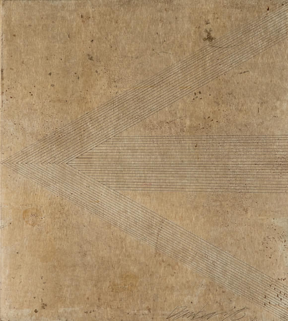 George Dunbar
Arrow, 1980
gold leaf over acrylic on board
9h x 8w in
&amp;nbsp;