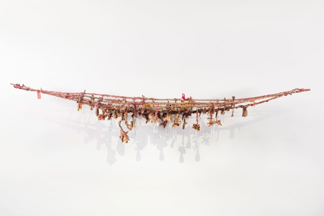 Raine Bedsole
Nemea, 2024
steel, silk, glass, pain
71h x 14w x 12d in