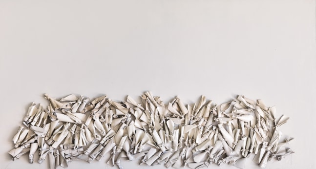 George Dunbar
Rag Collage, 1984
cloth and acrylic on canvas
50h x 108w in