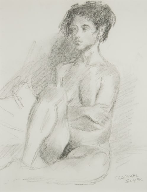 Raphael Soyer Seated Nude with Crossed Arms pencil on paper 22 1/4 x 15 inches