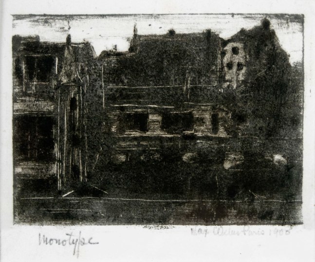 Max Weber, Cityscape, Paris, 1906, monotype, 3 5/8 x 5 1/8 inches