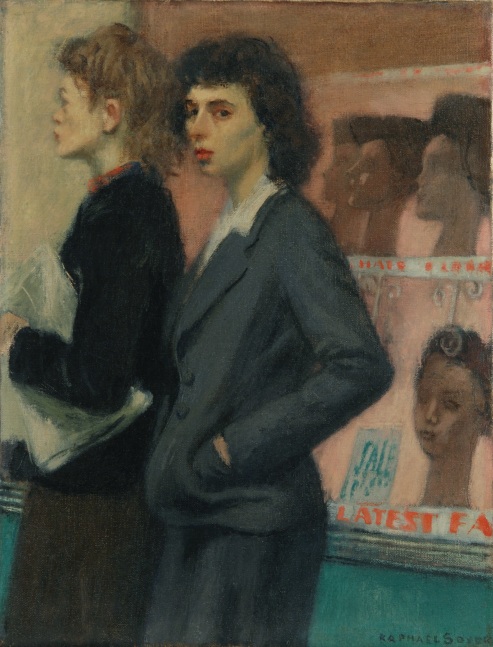 Raphael Soyer, Passersby, 1933, oil on canvas, 16 x 12 inches