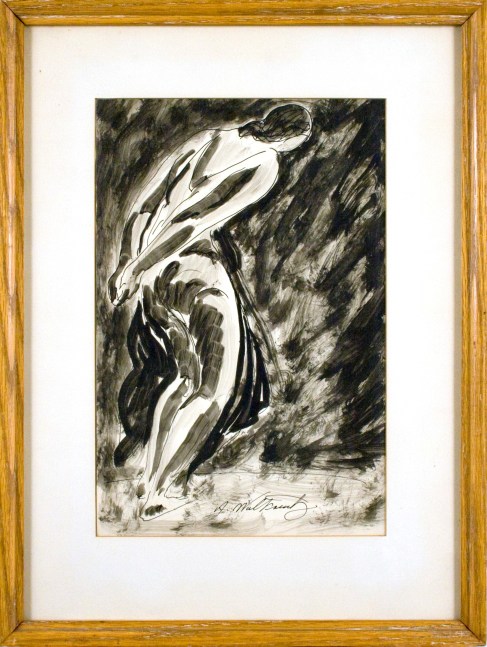 Abraham Walkowitz, Dancer Preparing (Isadora Duncan), nd, ink &amp; wash on paper, 14 x 9 inches