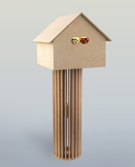 Michael C. Thorpe Mikey’s Secret Hideout, 2022 polyester, plush, wood, and quilting cotton 69 x 26  x 28 ½ inches