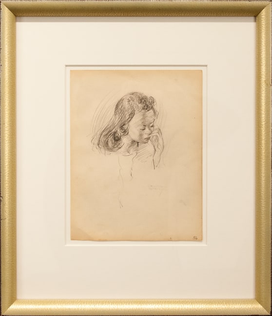 Charles White, Young Woman with Hands at Mouth, c. 1935 - 1938, pencil on paper, 9 7/8 x 7 1/2 inches
