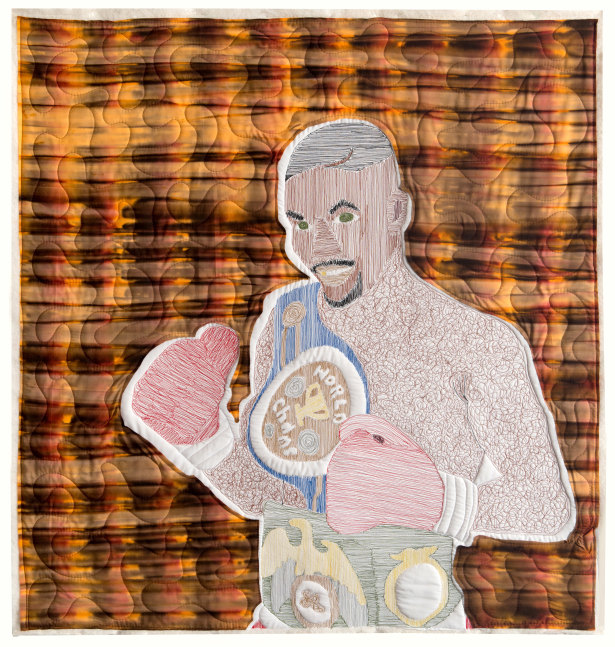 Michael C. Thorpe Someone who would def whoop yo ass, 2022 Textile, quilting cotton and thread 45 x 41 1/2 inches