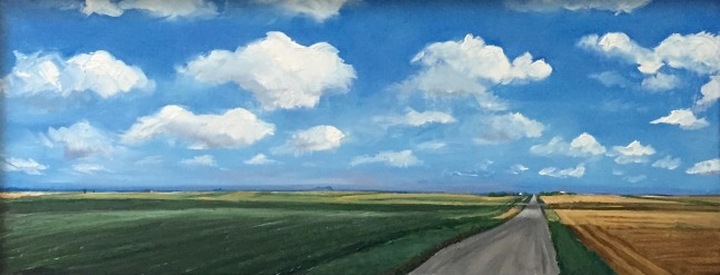 William Beckman, Soybeans/Wheat, 2020, oil on panel, 7 x 18 1/4 inches