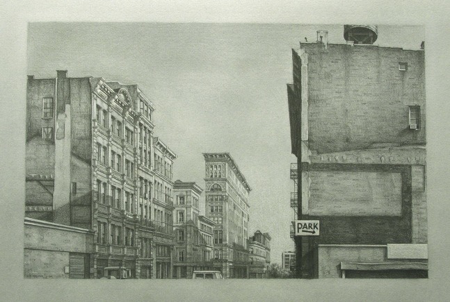 Frederick Brosen, Broome St., 1984, graphite on paper, 14 x 22 inches