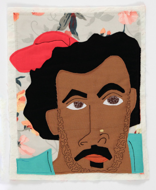 Michael C. Thorpe Red Cap Jack (from FV1 project), 2024 quilting cotton, batting, and thread 15 1/2  x 12 1/4 inches