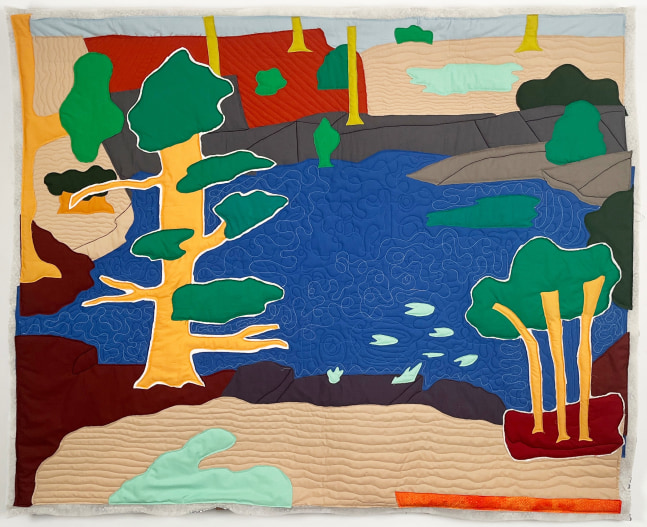 Michael C. Thorpe, Blue Lagoon, 2023, textile, quilting cotton, and thread 60 1/2 x 71
