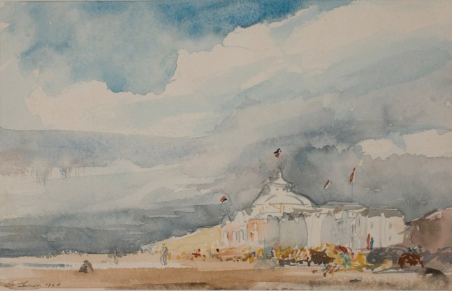David Levine Beach Hotels at Scheveningen...Holland, 1960 watercolor on paper 5 1/4 x 8 1/4 inches