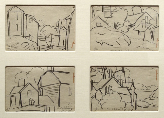 Oscar Bluemner Marblehead, June 17, 1924, A-D pencil on paper 3 3/4 x 5 3/4 inches