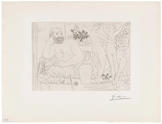 Sculpteur avec un Groupe sculpté (Hommage à Carpeaux), 1934 (March 2, Paris) etching on Montval laid paper with Montgolfier watermark 8 3/4 x 12 1/4 inches (image) 15 1/4 x 19 3/4 inches (sheet) 20 7/16 x 23 1/16 inches (framed) Edition of 50