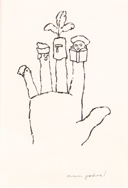 Mark Podwal The Four Sons  (from Elie Wiesel, A Passover Haggadah), 1991 ink on paper Image: 5 x 3 inches