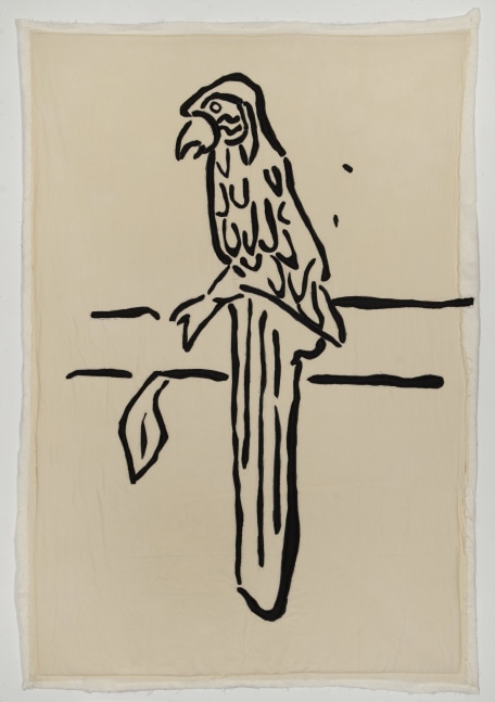 Michael C. Thorpe Birdman finger painting @ 46 in kindergarten class, 2022 textile, quilting cotton, and thread 55 x 38 ¾ inches