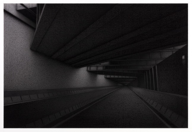 Anthony Mitri, Final Approach, Manhattan, 2019, charcoal on paper, Image: 11 7/8 x 17 1/2 inches, Paper Dimensions: 16 5/8 x 22 5/8 inches