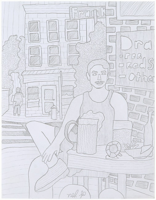 Michael C. Thorpe Austy sluggin’ one, 2022 Graphite on paper 11 x 8 1/2 inches