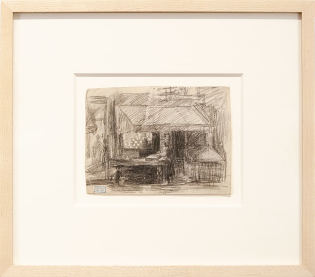 Joseph Stella, Interior, n.d., pencil on paper, 4 3/8 x 6 inches