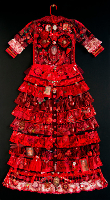 Jane Lund Red Dress, 2013 assemblage of collected objects 59 x 33 inches