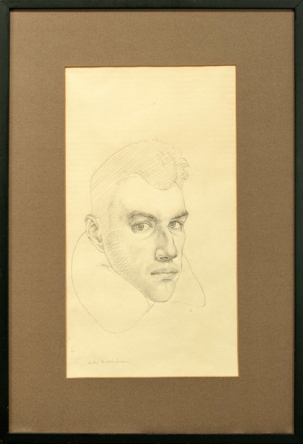Jules Kirschenbaum, Self-Portrait, circa 1954, pencil on paper, 15 3/4 x 8 5/8 inches