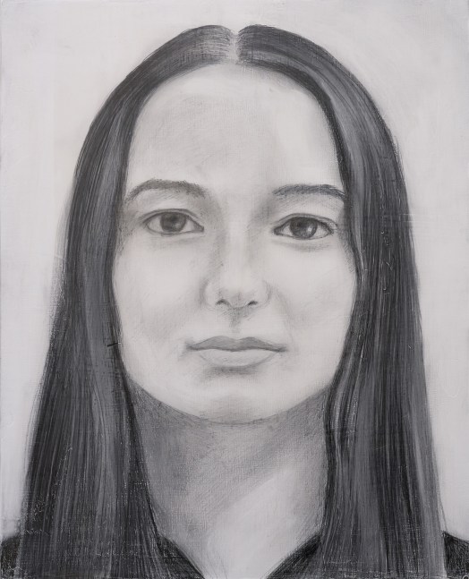 William Beckman, Nina, 2023 graphite on gessoed panel 16 x 12 5/8 inches