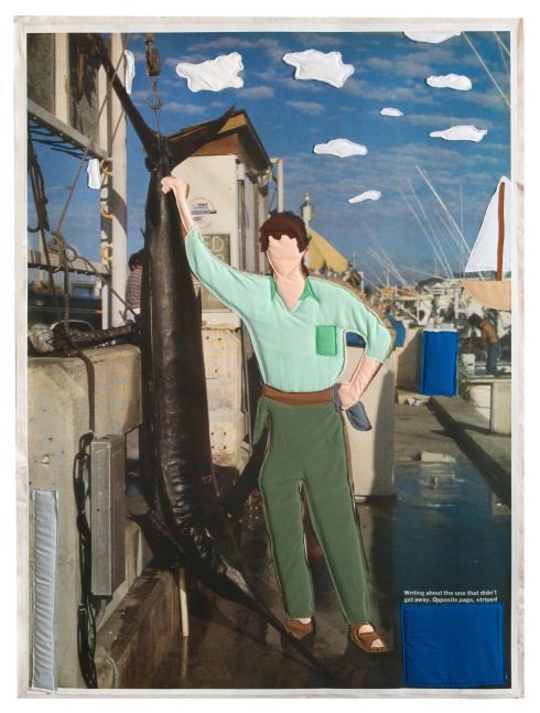 Michael C. Thorpe Big Fish Little Man, 2022 Quilting cotton and pigment on canvas 61 ½ x 45 ½ inches