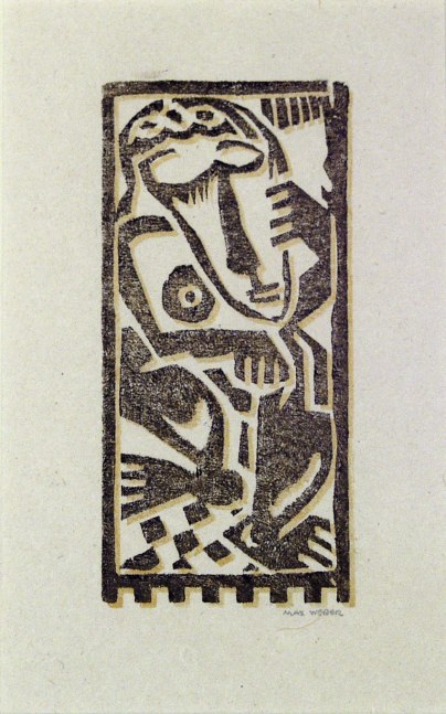 Max Weber Dancing Figure, 1919-20, woodcut, 4 1/4 x 2 inches