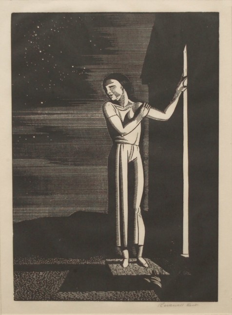 Rockwell Kent Starry Night, c.1933 woodcut 7 x 5 inches