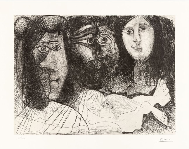 Pablo Picasso La Chute d'Icare, 1972 (March 4 and 6, Mougins) etching and drypoint with scraper printed on Rives paper 14 3/8 x 19 3/8 inches (image) 19 3/4 x 25 7/8 inches (sheet) Edition of 125, of the thirteenth (final) state
