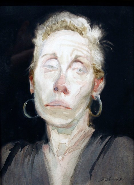 David Levine, Punk Blonde Hairdo, 1981, watercolor on paper, 9 5/8 x 7 1/8 inches