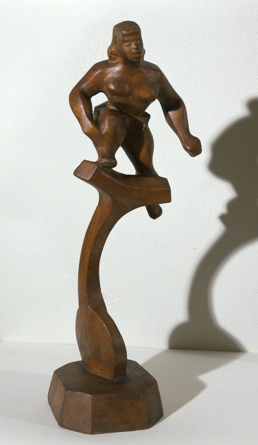 CHAIM GROSS Unicyclist, 1955 sandalwood 20 3/4 H x 7 W x 6 1/2 D inches