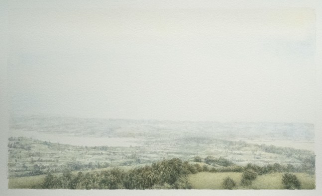 Robert Bauer, Above the Bay, 2023, tempera on paper, 11 x 17 inches