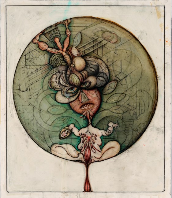 Untitled (Womb), 1985, oil and pencil on acetate, 16 x 13 3/4 inches (sight)