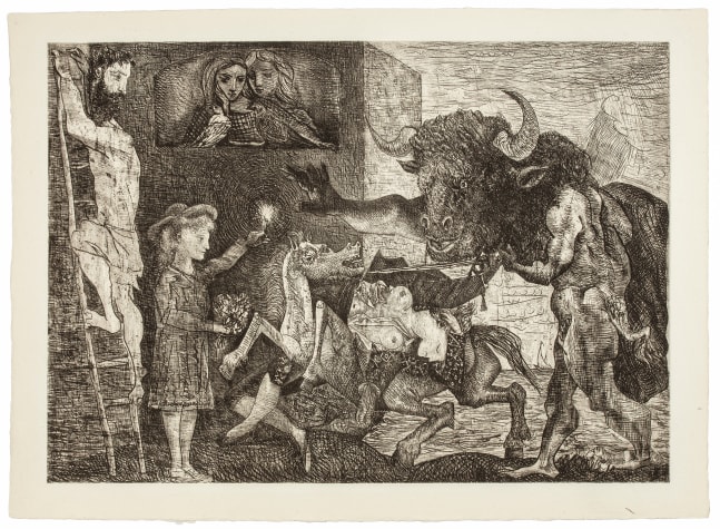 La Minotauromachie, 1935 etching and drypoint printed on Montval paper  19 13/16 x 27 1/8 inches (image) 22 5/16 x 30 5/8 inches (sheet) 32 1/4 x 39 inches (framed)