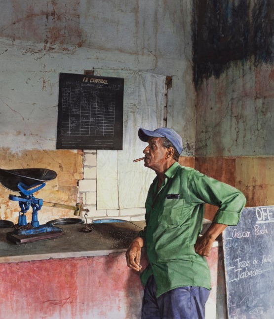 Rance Jones, Azucar y Tobaco (Tobacco and Sugar), 2020, watercolor on paper 21 x 18 inches