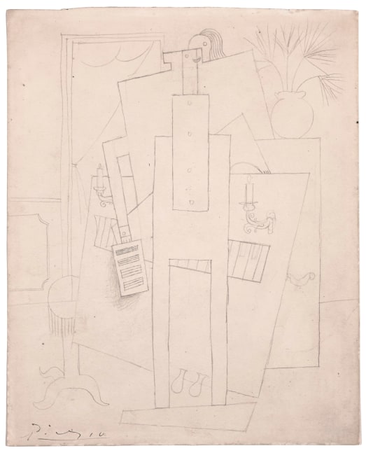 Pianiste, 1916 (Paris) pencil on paper 11 1/8 inches x 8 7/8 inches (image) 20 1/4 x 17 5/8 inches (framed)