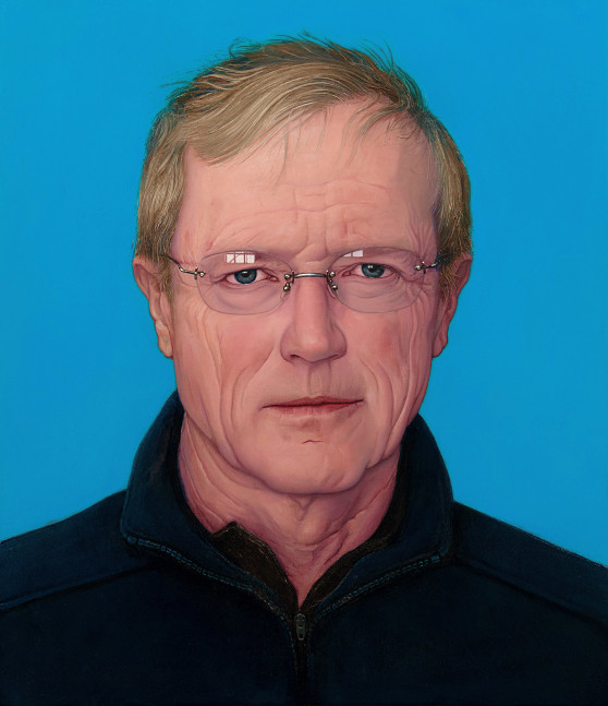 William Beckman, Blue on Blue Self-Portrait, 2006, oil on panel, 18 1/8 x 15 1/2 inches, ​Private Collection