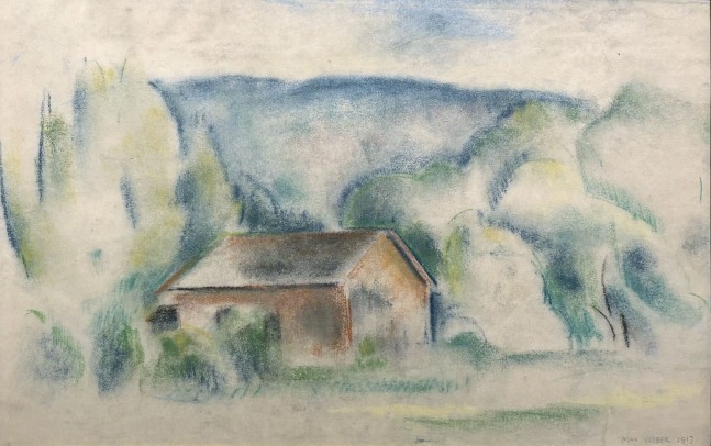 Max Weber Farmhouse, 1917 pastel on paper 10 3/8 x 16 1/4 inches