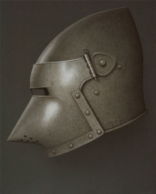 Alan Magee, Helmet VII, 2020, acrylic on canvas, 50 1/8 x 40 1/8 inches
