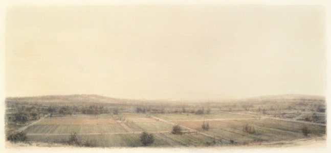 Robert Bauer Landscape, 2016, tempera on paper, 13 1/2 x 18 3/4 inches