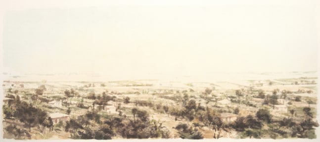 Robert Bauer Landscape, 2021 gouache image: 7 1/2  x 17 1/2 inches on paper: 12  x 21 3/4 inches